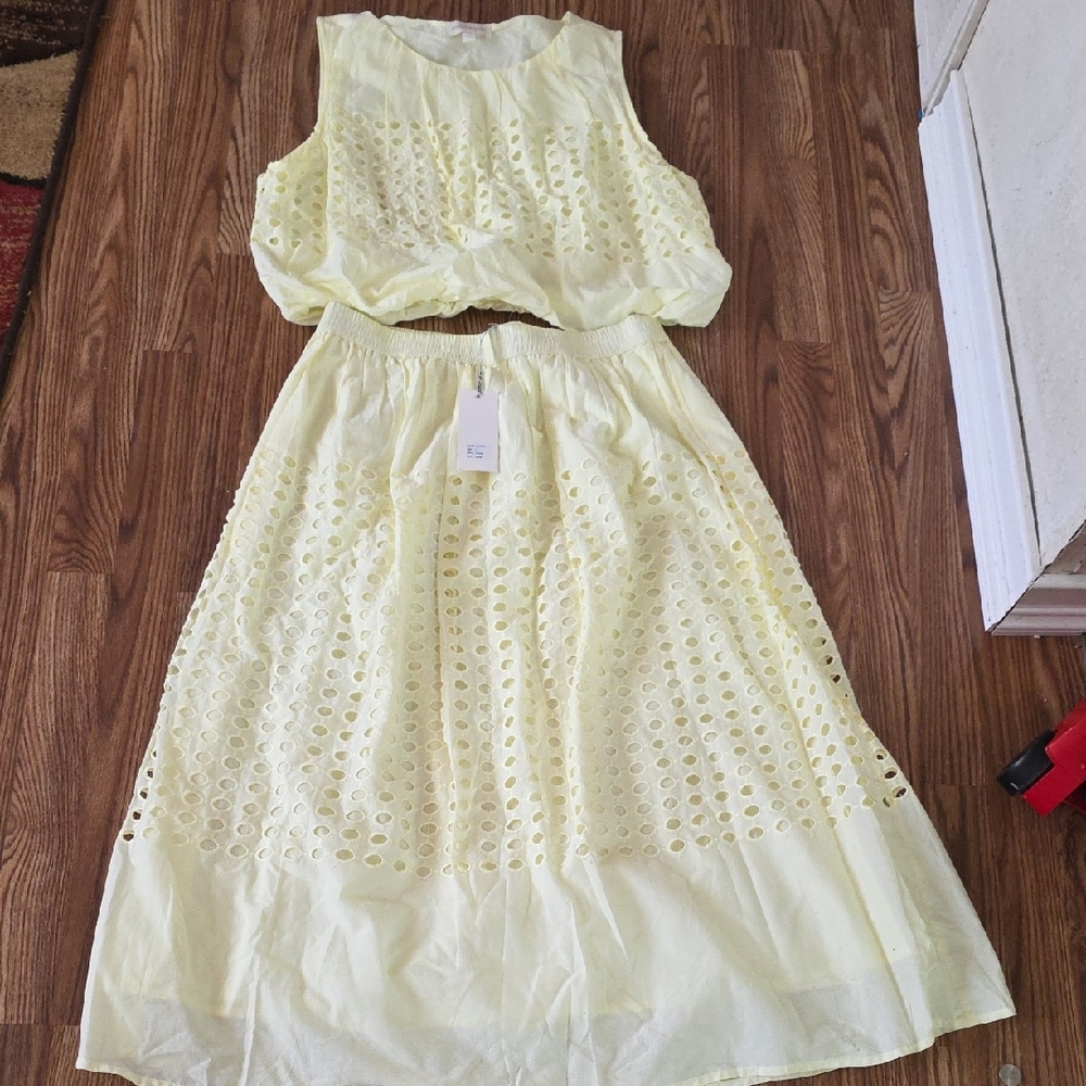 Sleeveless Eyelet Maxi Dress in Pale Yellow